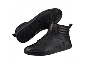 Puma Rebound Street v2 en cuir Baskets Chaussure Femme Noir-Noir 363716_01