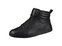 Puma Rebound Street v2 en cuir Baskets Chaussure Femme Noir-Noir 363716_01